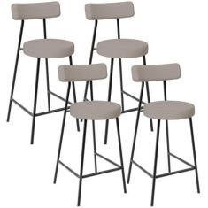 Kit 04 Banquetas Baixa Para Cozinha Sala De Jantar Bar Bancada Milão L