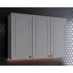 Armário Aéreo Cozinha Modulado Americana C- 3 Portas 120cm Cinza - Henn
