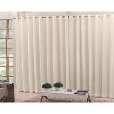 Cortina Voil Pérola 4,00X2,50 Forro Microfibra Ilhós Cromado