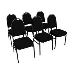 Kit Com 6 Cadeiras Para Auditórios Linha Hotel Preto