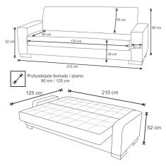 Sofá Cama Para Sala De Estar Lisboa Corino Bege - Ibiza