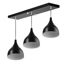Lustre Pendente Gota Triplo Base Retangular Preto