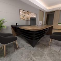 Mesa Tamburato Diretor Ii Ld - Charuto/Preto 6098