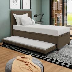 Base Cama Baú Solteirão com Cama Auxiliar Veludo SkyBox