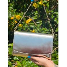 Bolsa Feminina Metalizada Lisa Barato Alça Corrente Removivel De Ombro