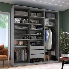 Guarda-Roupa Closet Sion 100% MDF 3 GV Cinza 209 cm