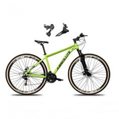 Bicicleta Aro 29 Absolute Nero 5 Alumínio 24v Câmbios Shimano Garfo Suspensão Pneu Faixa - Verde Tam.21