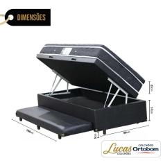 Cama Box Com Baú e Auxiliar Solteiro + Colchão De Molas - Ortobom - Physical Nanolastic 88cm