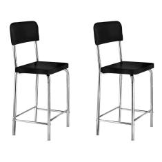 conjunto com 2 banquetas vintage cromado e preto