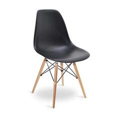 Cadeira Charles Eames Wood Design Eiffel De Jantar Preta