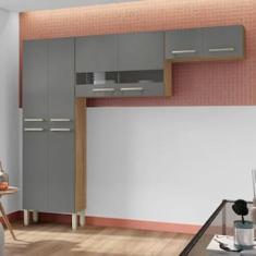 Cozinha Compacta Kit`s Paraná Nala com 8 Portas e 4 Prateleiras - 222cm de largura
