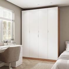 Guarda Roupa Modulado 4 Portas com Cabideiro Hera CabeCasa MadeiraMadeira Louro/Branco Geada/Cromado