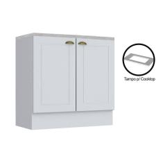 Balcão de Cozinha Americana 2 Portas c/Tampo p/ Cooktop Branco - Henn