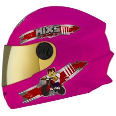Capacete Fechado Mixs Start Infantil Blocks, ROSA, 54