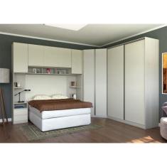 Guarda Roupa Canto Casal 10 Gavetas e 9 Portas Legno Crema com Kashmir