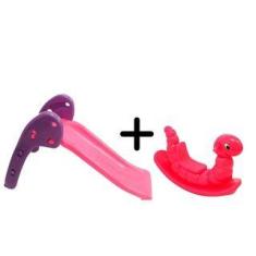 Escorregador Baby e Gangorra Nhoca Rosa - Conjunto Perfeito para Crian