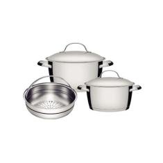 Jogo De Panelas Tramontina Allegra Em Aço Inox Com Fundo Triplo 3 Peça
