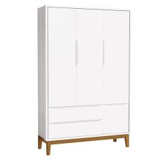 Guarda Roupa Infantil New Classic 3 Portas Branco com Pés Madeira – Reller