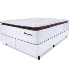 Cama Box com Colchão Queen Molas Ensacadas Alto 158x198cm Premium Sleep Branco bf Colchões