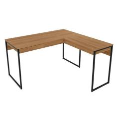 Mesa para Escritório Angular ME4157 Amêndoa/Preto - Tecno - Tecno Mobi