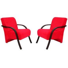 Kit 2 Poltronas Decorativas 1 Lugar Santa Tecido Vermelho