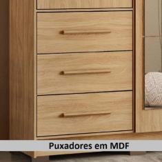 Guarda Roupa Casal com Espelhos 4 Portas 6 Gavetas Estrela Mapi Móveis Amendoa