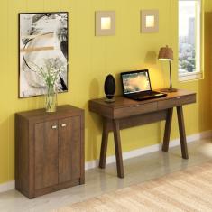 Conjunto Home Office Escrivaninha Me 4128 120cm E Balcão 2 Portas Tecno Mobili Rústico