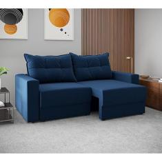 Sofá 3 Lugares Retrátil Lubeck Suede Azul Marinho 180 cm