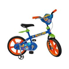 Bicicleta Infantil Aro 14 Bandeirante Power Game - Azul Com Rodinhas