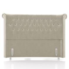 Cabeceira Cama Box Casal King 195cm Dust P02 Veludo Bege - Mpozenato