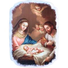 Quadro De Mesa Colecionável Natal Sagrada Família De 14x20cm