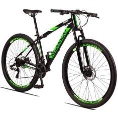 Bicicleta Aluminum Raider 24V Aro 29 Index Freio a Disco, 21, Preto, V