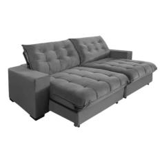 Sofá Califórnia Molas Ensacadas e Pillow Top 2,50m Cinza - Sofá Casa
