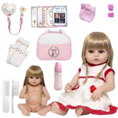 Boneca Tipo Reborn Recem Nascida Loira Com Bolsa Maternidade - Cegonha