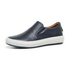 Tenis Slip On Couro Casual Calce Facil Palmilha Gel Anti-Impacto Solad