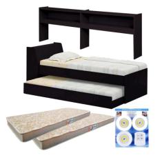 Cama Solteiro Bicama Estante Ditália +luz+2colc BB2829, Preto
