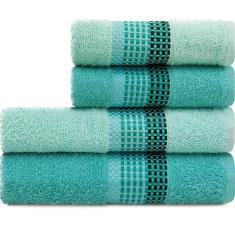 Jogo de Toalhas 4 Peças Banho + Rosto Algodão Venus Camesa - Emcompre,