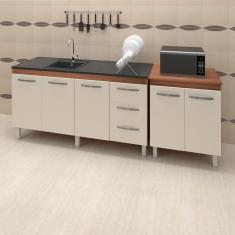 Balcao Pia 150cm E Multiuso 2 Portas 70cm Savana Off White Mobbs Savana Off White