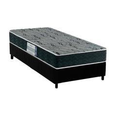 Cama Box Solteiro: Colchão Espuma D33 Probel Advanced Mega Resistente + Base Crc Suede Black(88x188)