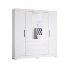 Roupeiro Espelhado Casal 4 Portas Vancouver Branco