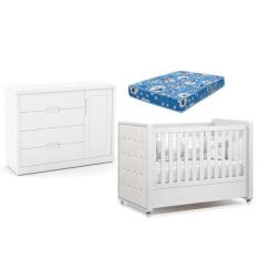 Berço Americano Com Capitonê New Boucle E Cômoda Infantil Tutto New Br