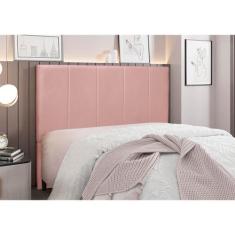 Cabeceira Cama Box Queen 160 cm Arizona Veludo S04 - D'Rossi, Rosa