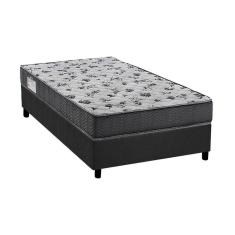 Cama Box Solteiro: Colchão Espuma Ortobom D33/Ep Iso 100 Ultra Firme + Base Crc Suede Gray(78X188)