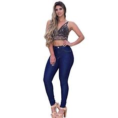 Calça Jeans Feminina Hot Pants Cintura Alta (Azul, 40)