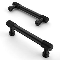 Asidrama Pacote com 10 puxadores de armário pretos foscos, puxadores de armário serrilhados, puxadores de armário de cozinha para puxadores de gaveta de armário