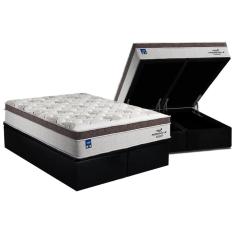 Cama Box Baú King: Colchão Molas Plumatex MasterPocket Ensacadas Personalle + Base CRC Suede Black(193x203)