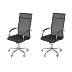 Kit 2 Cadeiras para Escritorio Presidente Alta Roma 3312 Preto