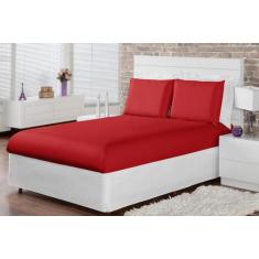 Jogo De Lençol King 3 Peças Com 40Cm Elástico Cor Vermelho - Shopping 