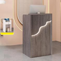 Mesa de recepção, balcão de varejo para caixa de compras, mesa de recepção de varejo, mesa de boas-vindas moderna, com luzes e gavetas trancáveis, para salão, recepção, escritório, supermercado,