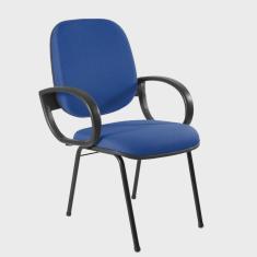 Cadeira Escritório Coletiva Diretor Fixa Estofada com Braço Orelha Metal Wood Design